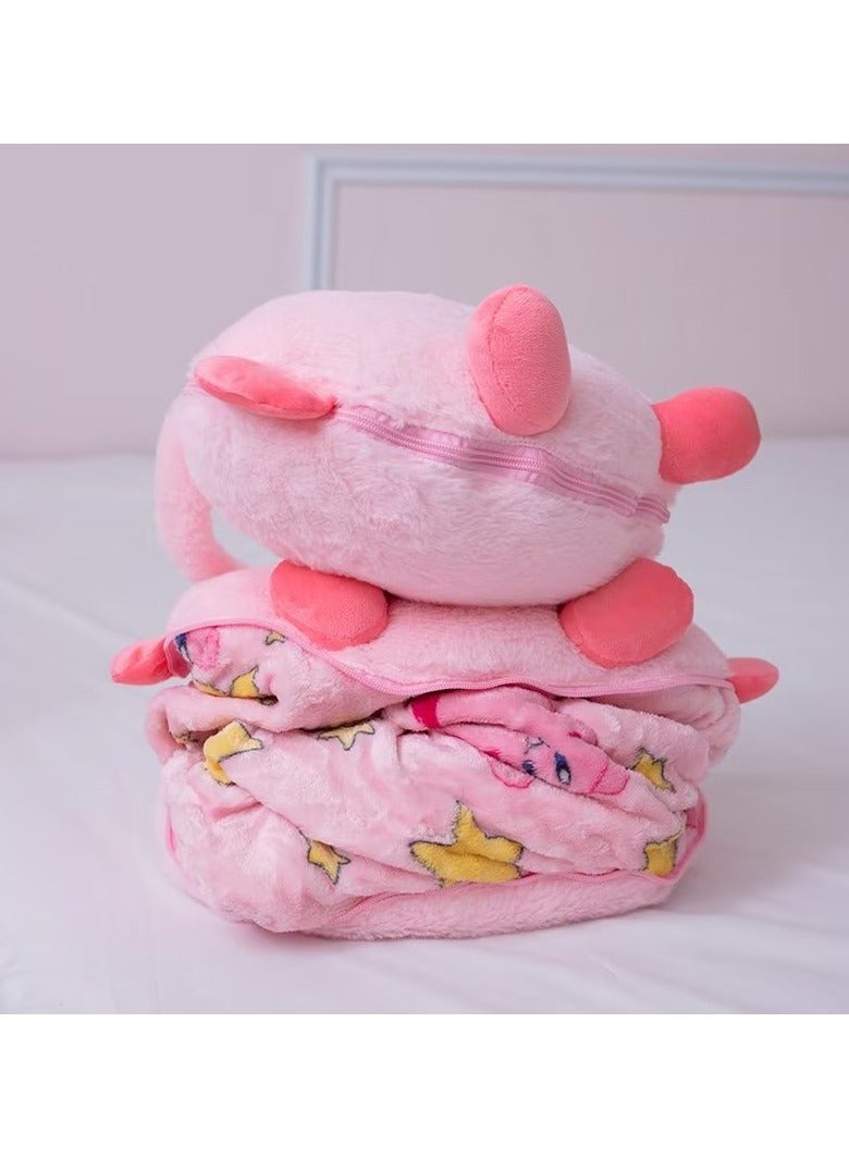 Kirby Star Plush Pillow Blanket 60x40 Inch, Cute Travel Blanket Pillow for Girls Boys, Children's Birthdays, Sofa Cushions Home Decoration