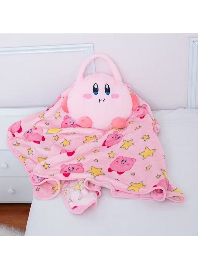 Kirby Star Plush Pillow Blanket 60x40 Inch, Cute Travel Blanket Pillow for Girls Boys, Children's Birthdays, Sofa Cushions Home Decoration
