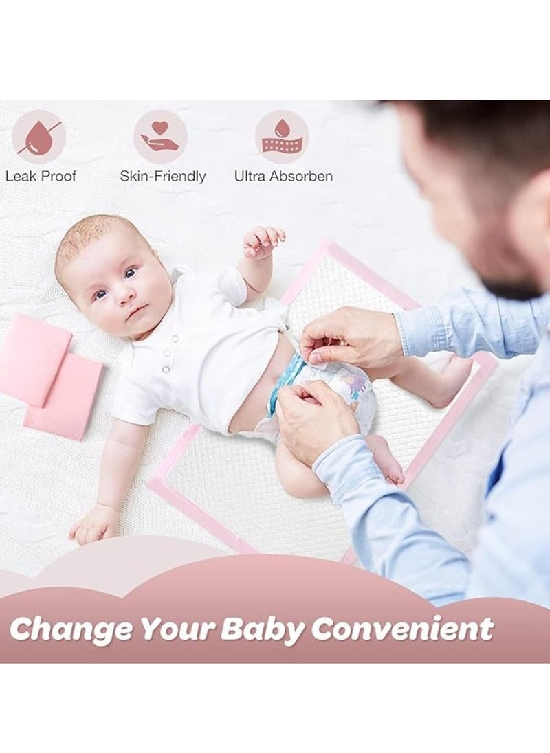 SKY-TOUCH - 50 Pieces Baby Disposable Changing Mats,Waterproof Baby Changing Pads, 45x60 cm, Highly Absorbent Leakproof Changing Pad Baby, Ultra soft Diaper Changing Mat Underpads for Baby Pink - Image 1