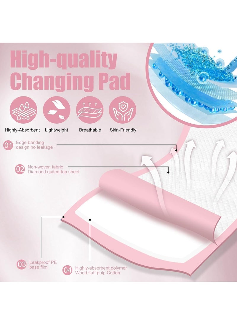 SKY-TOUCH - 50 Pieces Baby Disposable Changing Mats,Waterproof Baby Changing Pads, 45x60 cm, Highly Absorbent Leakproof Changing Pad Baby, Ultra soft Diaper Changing Mat Underpads for Baby Pink - Image 1