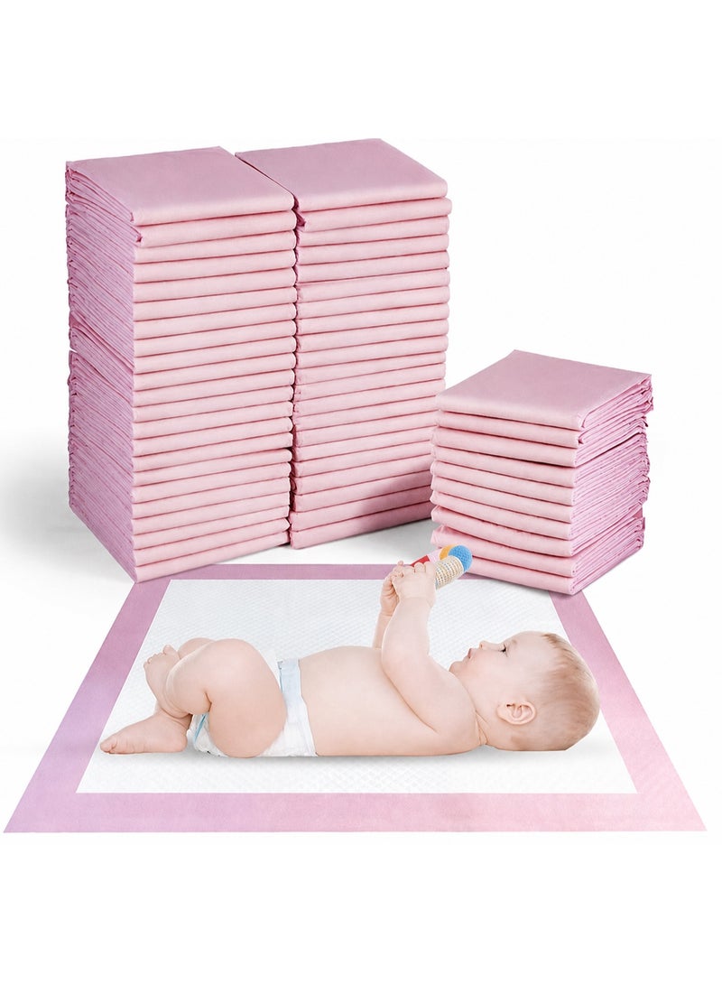 UREVO 50 Pieces Baby Disposable Changing Mats,Waterproof Baby Changing Pads, 45x60 cm, Highly Absorbent Leakproof Changing Pad Baby, Ultra soft Diaper Changing Mat Underpads for Baby Pink - Image 1