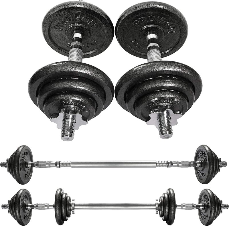PROIRON 20kg Cast Iron Adjustable Dumbbell Set Hand Weight with Solid Dumbbell Handles - Image 1