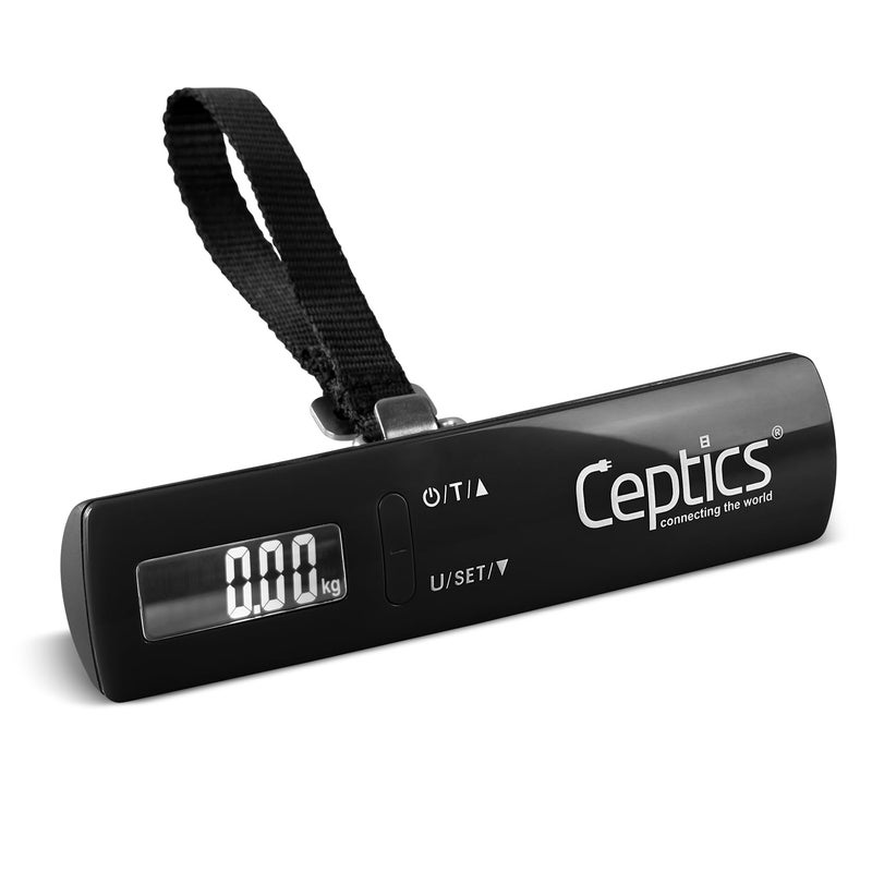 Ceptics Ceptics Universal Travel Adapter with Type C 2 USB 2 USBC 34A Weight Machine for Luggage with Capacity up to 50 Kg Luggage Scale for Bags Home Shop Black  - Image 3