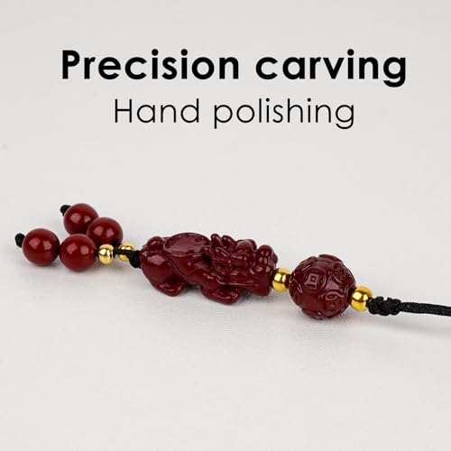 Chiorgone Cinnabar Pi Xiu Phone Charm – Feng Shui Keychain Pendant Symbolizing Good Luck and Prosperity, Positive Energy Gift for Wealth and Fortune. - Image 5