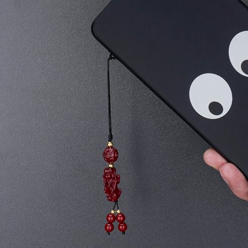 Chiorgone Cinnabar Pi Xiu Phone Charm – Feng Shui Keychain Pendant Symbolizing Good Luck and Prosperity, Positive Energy Gift for Wealth and Fortune. - Image 4