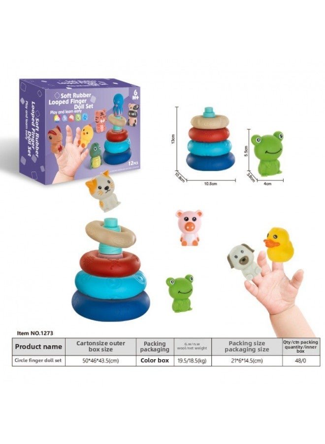 Baby Brain Training Soft Rubber Puzzle Stacked Tower Finger Puppet Parent-child Interaction Vinyl Doll-Color:1274 - Image 2