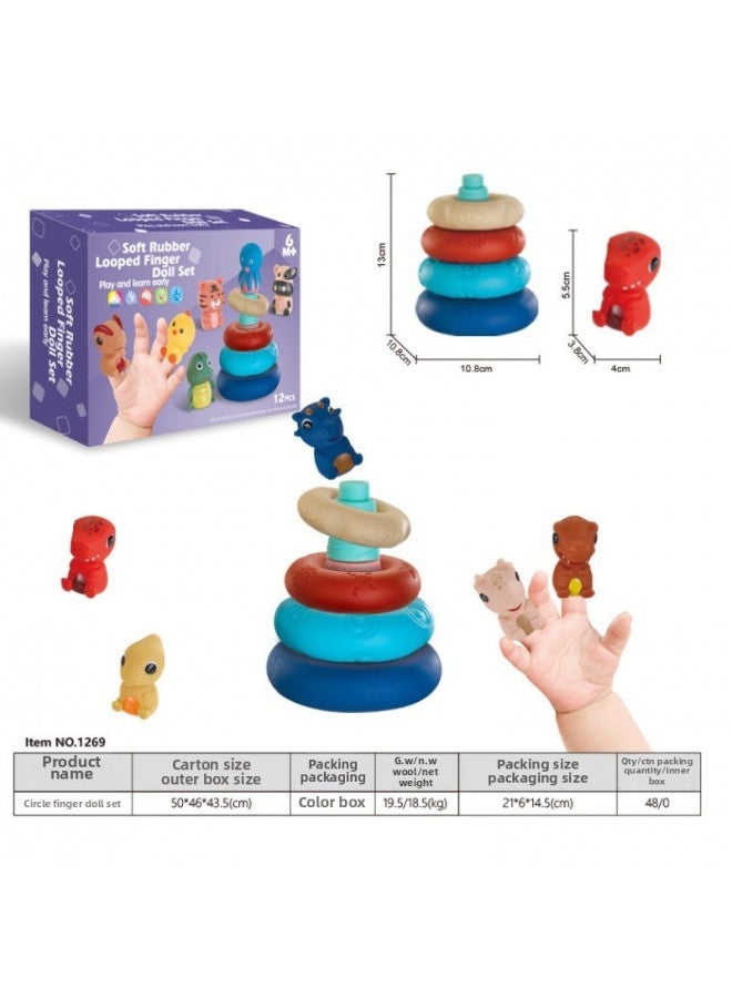 Baby Brain Training Soft Rubber Puzzle Stacked Tower Finger Puppet Parent-child Interaction Vinyl Doll-Color:1274 - Image 3