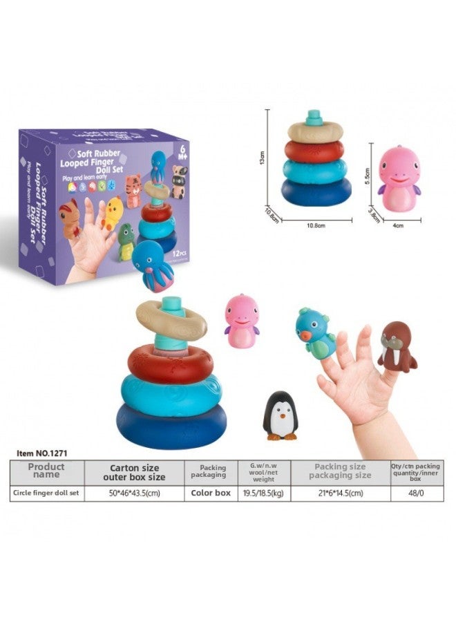 Baby Brain Training Soft Rubber Puzzle Stacked Tower Finger Puppet Parent-child Interaction Vinyl Doll-Color:1274 - Image 5