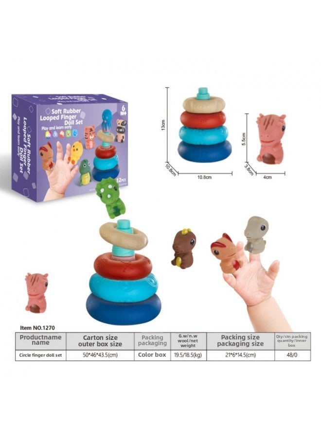 Baby Brain Training Soft Rubber Puzzle Stacked Tower Finger Puppet Parent-child Interaction Vinyl Doll-Color:1274 - Image 4