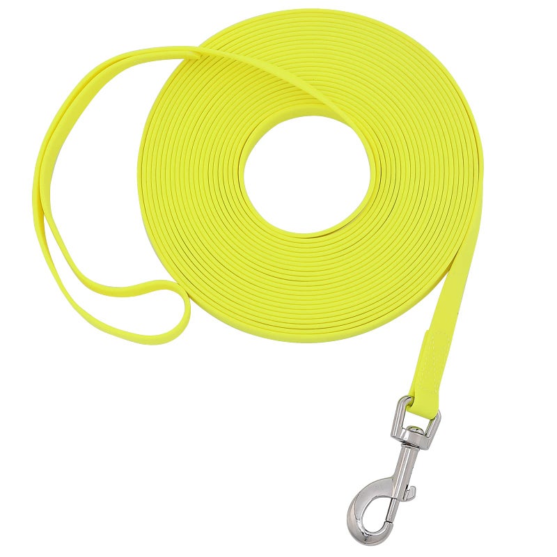 Qiaosite Waterproof Long Leash Durable Dog Recall Training Lead Great for Outdoor Hiking, Training, Yard, Beach and Swimming (Yellow, 15ft) - Image 1