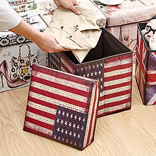 Sterling Stools for Sitting in Living Room Storage Stools for Sitting Storage Box for Toys of Kids - USA Flag Stool Foldable Stool Size 31 x 31 x 31 cm - Image 3