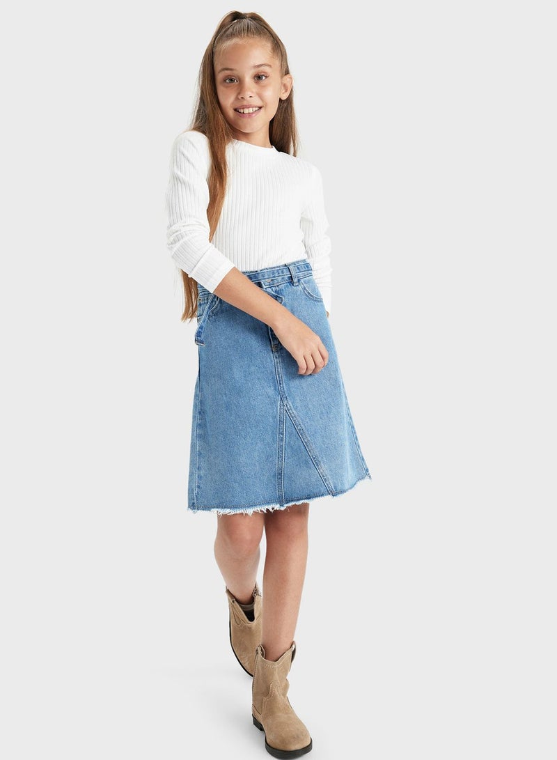Kids Denim Midi Skirt