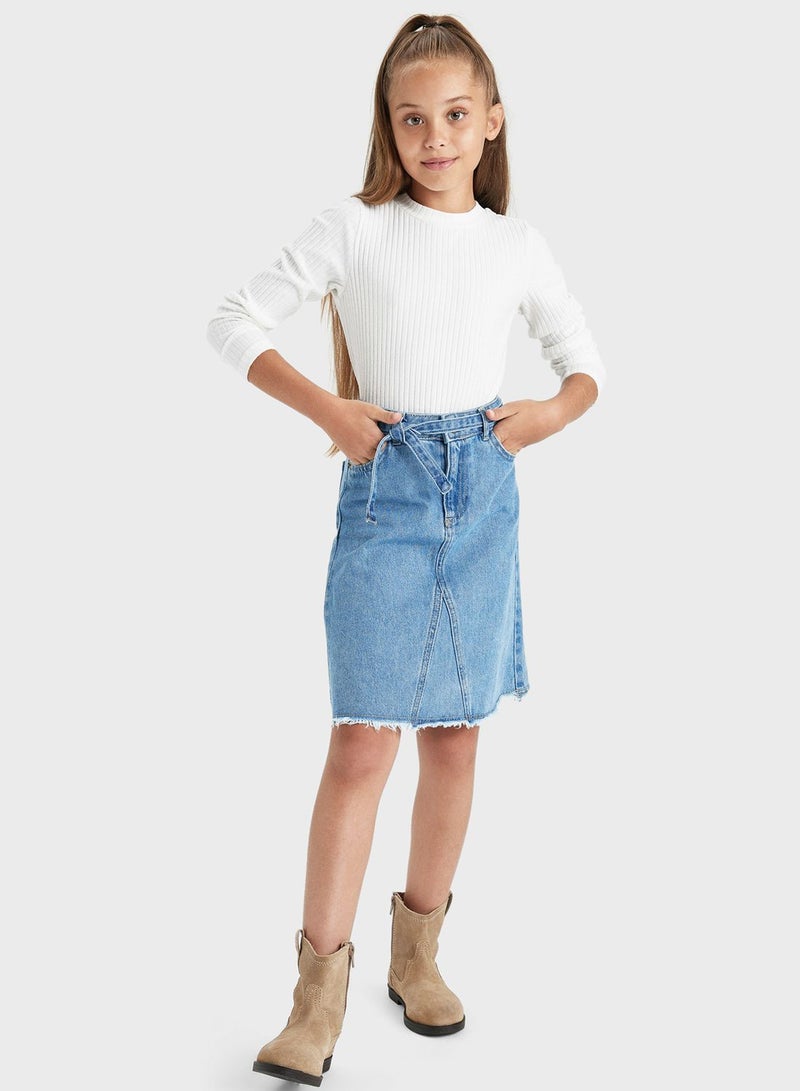 Kids Denim Midi Skirt