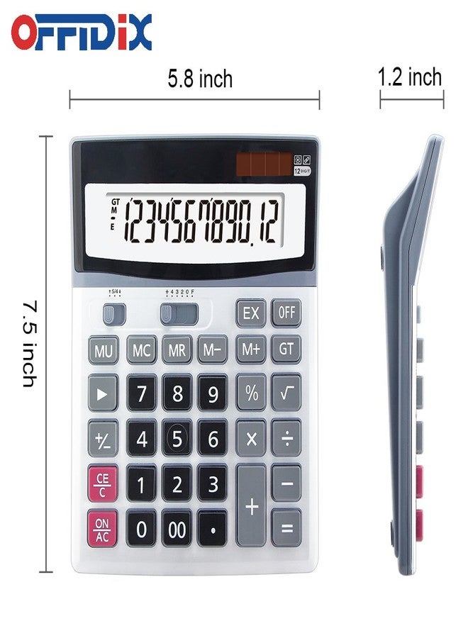 OFFIDIX Large Key Dual Power Electronic Calculator, Portable 12 Digit Large LCD Display Desk Calculator for Daily and Basic Office - Image 2