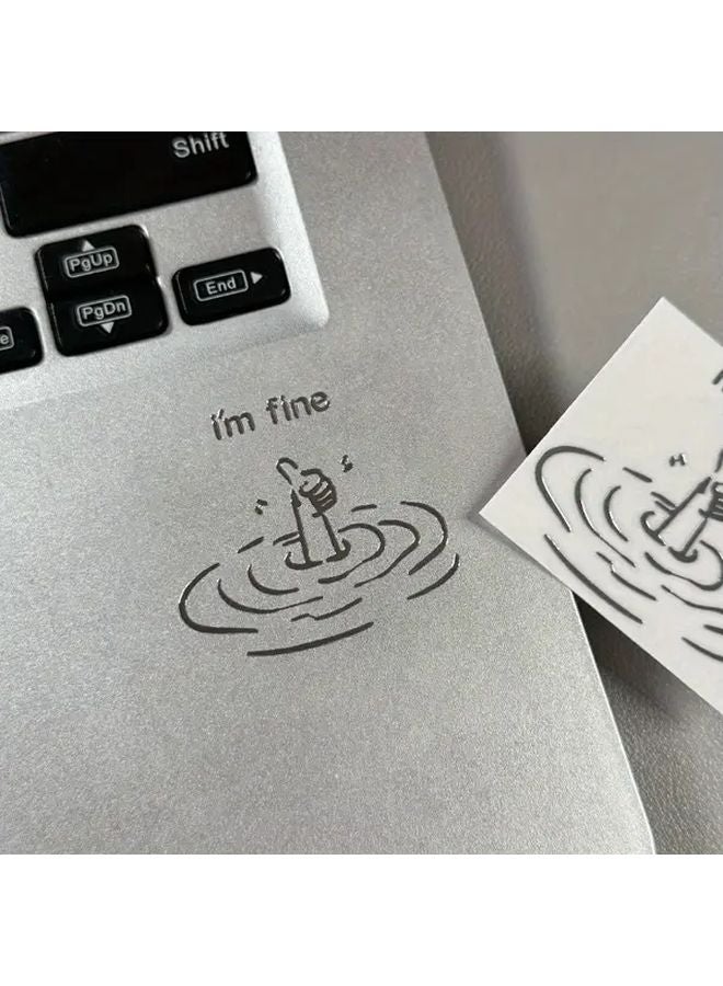 2pcs I Am Fine Satirical Metal Stickers Waterproof Glossy Laptop Decals Easy Peel And Stick - Image 3