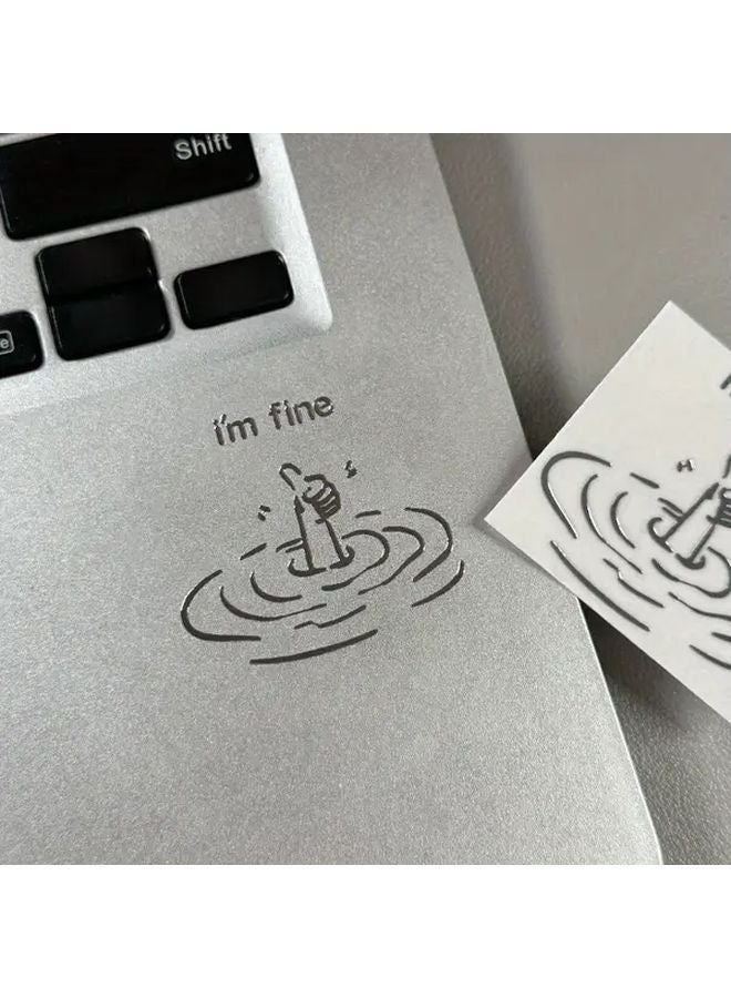 2pcs I Am Fine Satirical Metal Stickers Waterproof Glossy Laptop Decals Easy Peel And Stick - Image 1