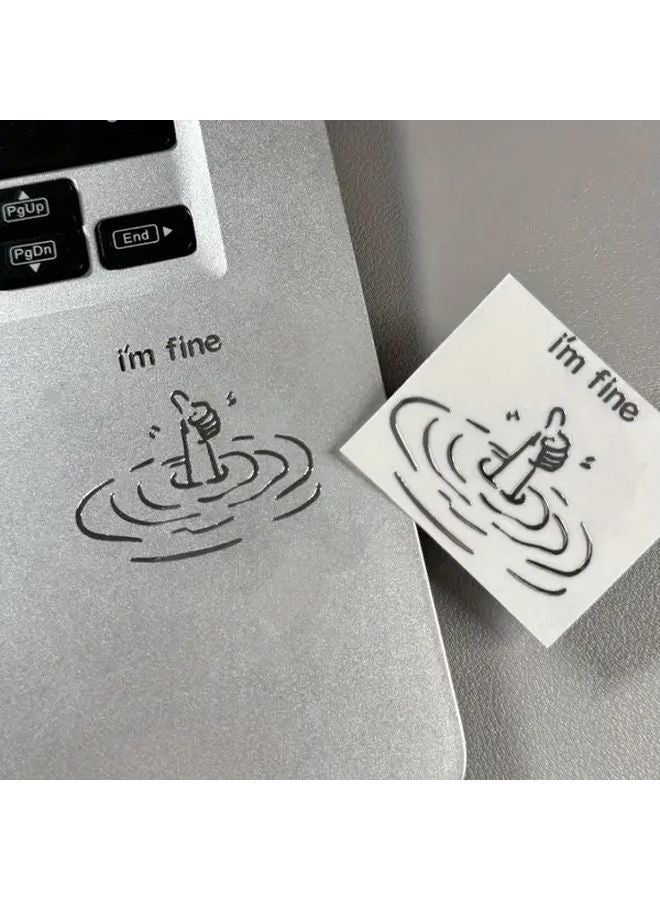 2pcs I Am Fine Satirical Metal Stickers Waterproof Glossy Laptop Decals Easy Peel And Stick - Image 2