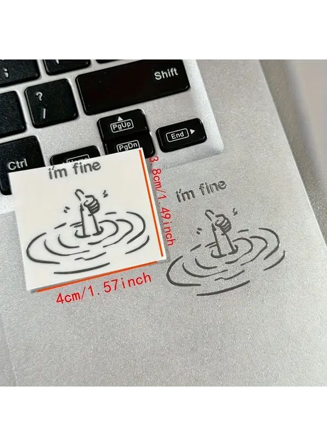 2pcs I Am Fine Satirical Metal Stickers Waterproof Glossy Laptop Decals Easy Peel And Stick - Image 4