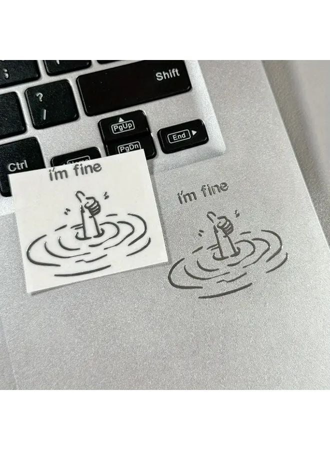 2pcs I Am Fine Satirical Metal Stickers Waterproof Glossy Laptop Decals Easy Peel And Stick - Image 5