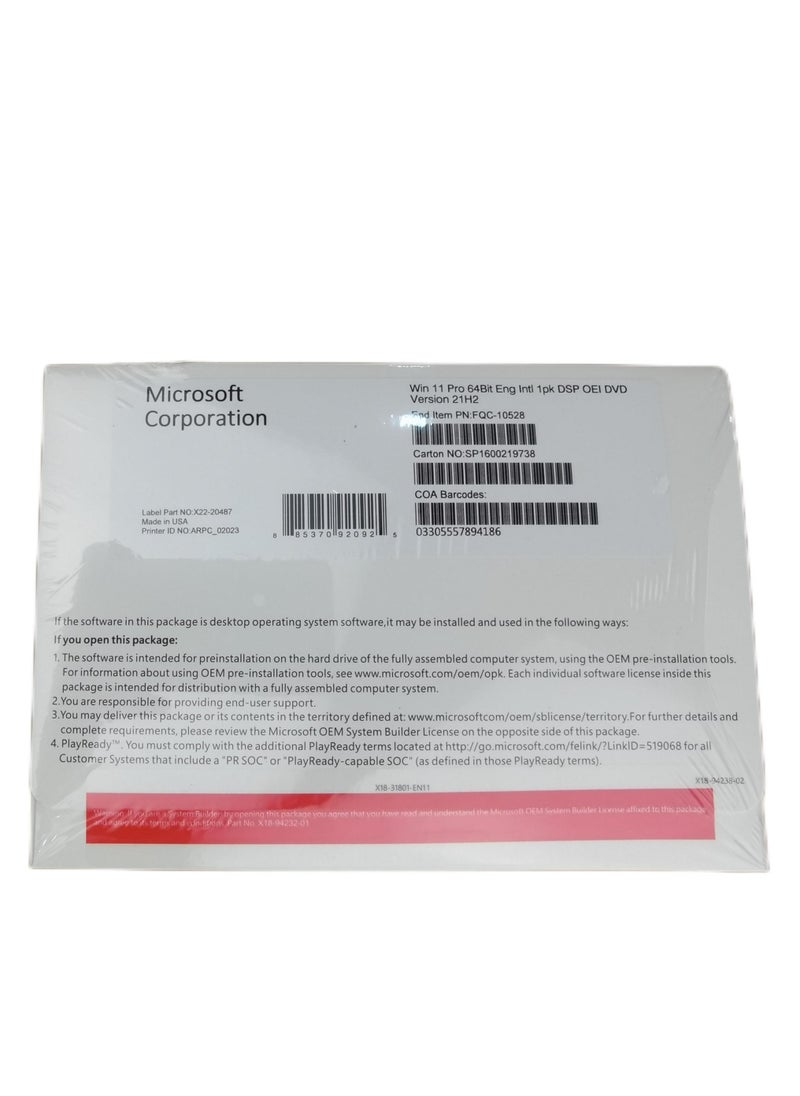 Windows 11 Pro Professional DVD Software