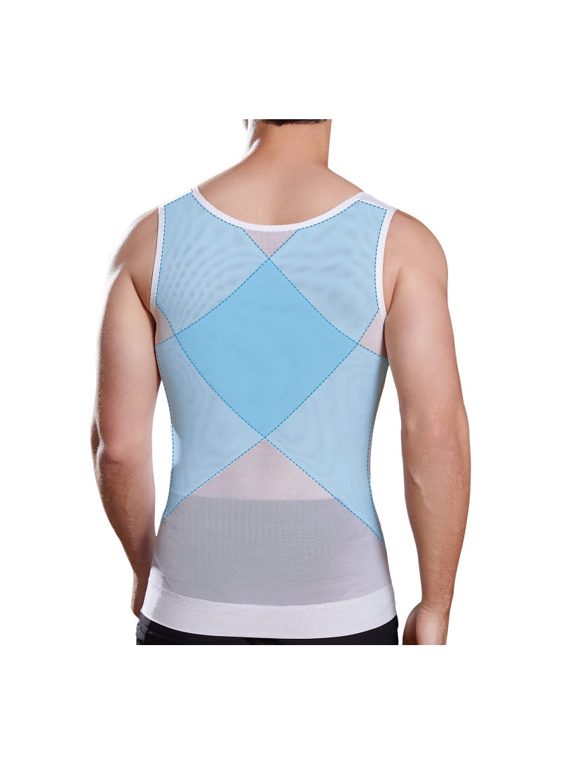 SOLARAE قميص ضغط للرجال، قميص داخلي نحيف، شكل الجسم، ضغط الصدر، تحكم في البطن، قميص بدون أكمام، لزومبا، يوجا، صالة رياضية، لياقة بدنية، جري، دراجة، للاستخدام طوال اليوم (L) - Image 4