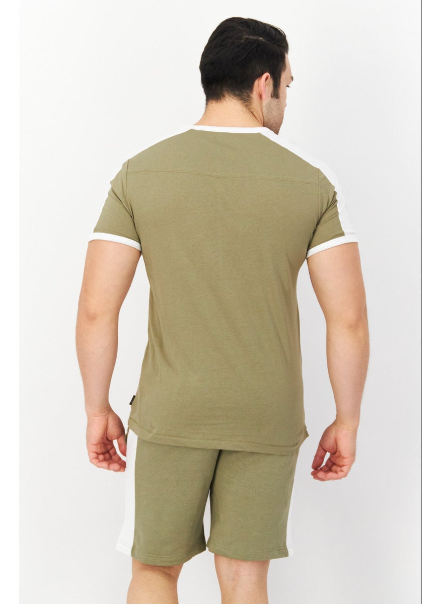 Men 2 Piece Brand Logo Short Sleeve T-Shirt And Drawstring Short Set, Olive - pzsku/Z5D61E938BEAA2A74572EZ/45/_/1738592374/6d023b04-a565-47c8-9766-f97b04bde8b9