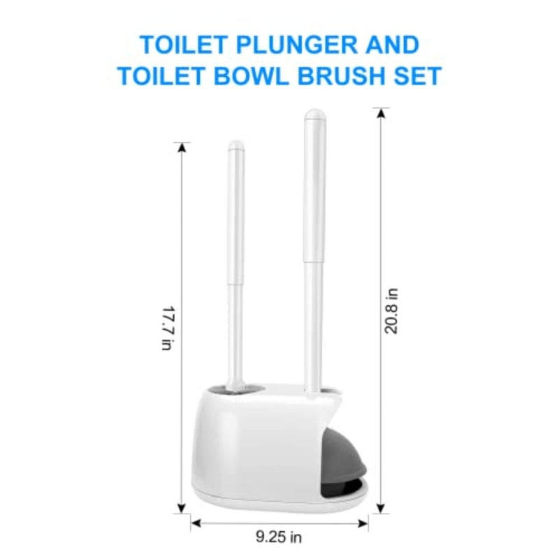 Toilet Brush and Plunger Set, Semi-HiddenToilet Plungers for Bathroom Heavy Duty Toilet Bowl Brush and Holder Hidden Toilet Plunger and Brush Set for Deeply Cleaning - Image 2