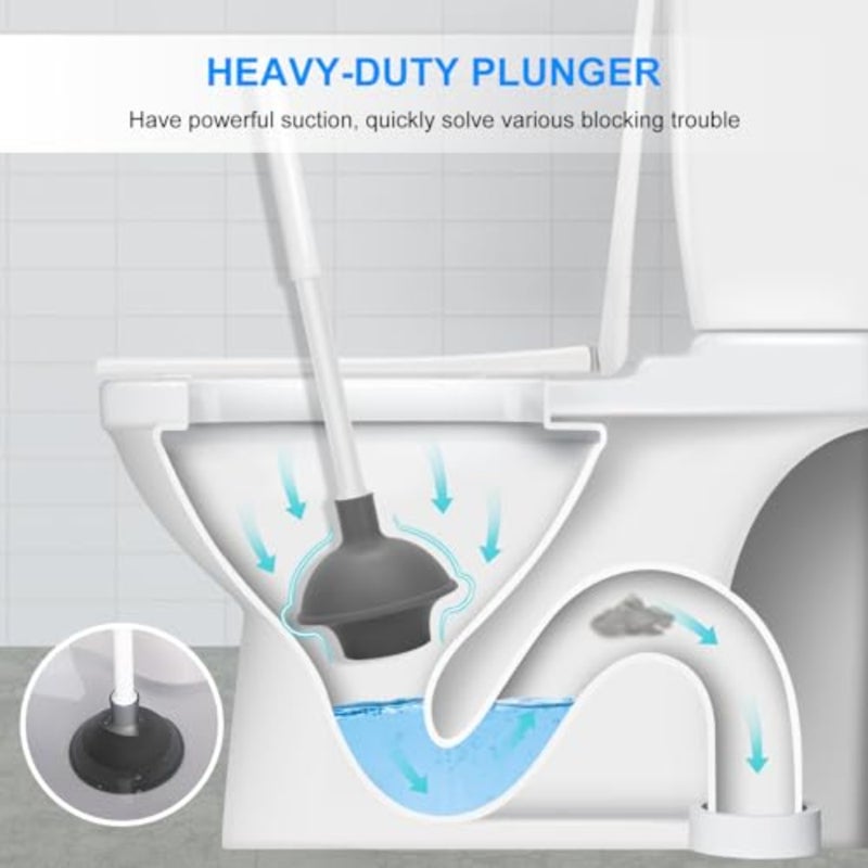 Toilet Brush and Plunger Set, Semi-HiddenToilet Plungers for Bathroom Heavy Duty Toilet Bowl Brush and Holder Hidden Toilet Plunger and Brush Set for Deeply Cleaning - Image 4