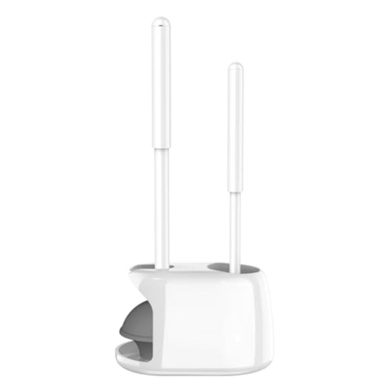 Toilet Brush and Plunger Set, Semi-HiddenToilet Plungers for Bathroom Heavy Duty Toilet Bowl Brush and Holder Hidden Toilet Plunger and Brush Set for Deeply Cleaning - Image 1