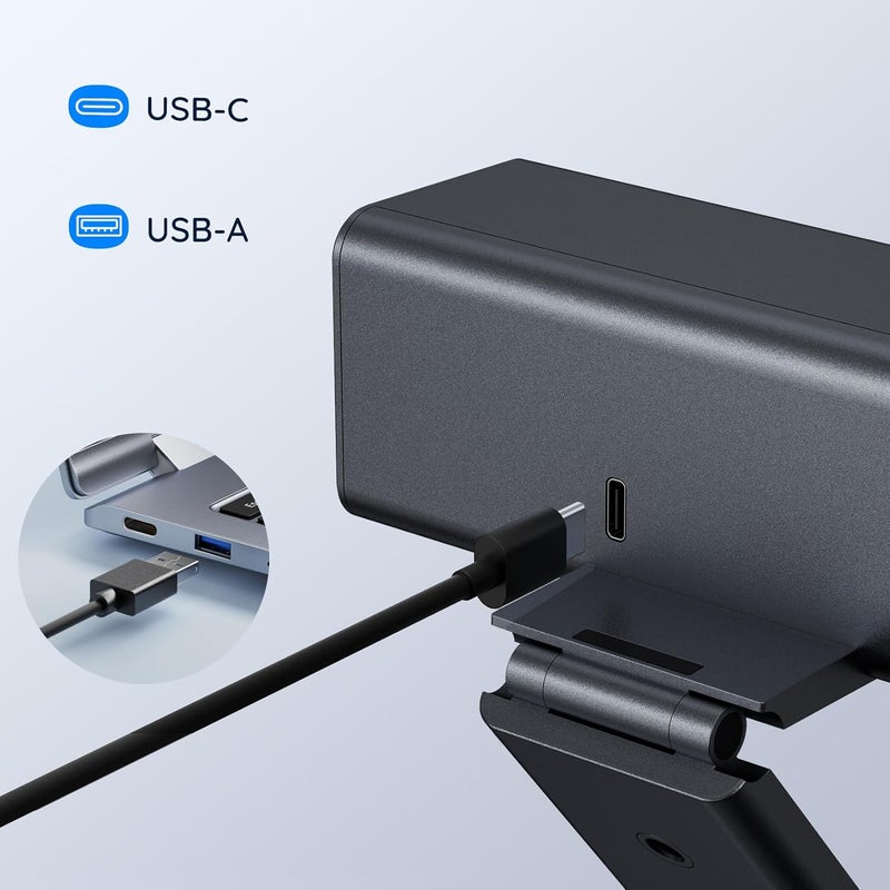 كاميرا ويب 3 في 1 - كاميرا ويب بدقة 1080P مع ميكروفون ومكبر صوت، كاميرا ويب USB مع غطاء الخصوصية، لمؤتمرات الفيديو/الفصول الدراسية عبر الإنترنت/البث المباشر للألعاب | كاميرا USB، غطاء خصوصية مدمج، مؤتمرات الفيديو/الفصول الدراسية عبر الإنترنت/البث المباشر للألعاب - Image 4