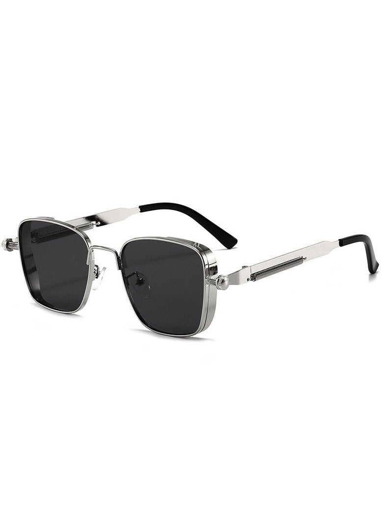 Retro - Retro Cool Steampunk Glasses Silvery Square Metal Frame Fashion Glasses For Men Women Outdoor Sports - Image 1