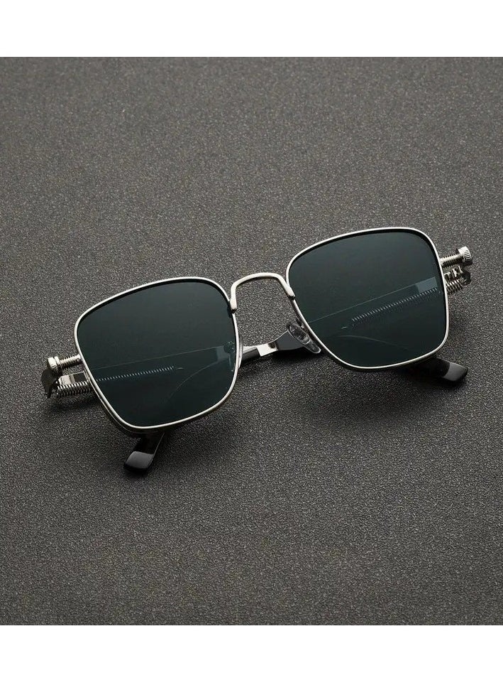 Retro - Retro Cool Steampunk Glasses Silvery Square Metal Frame Fashion Glasses For Men Women Outdoor Sports - Image 1