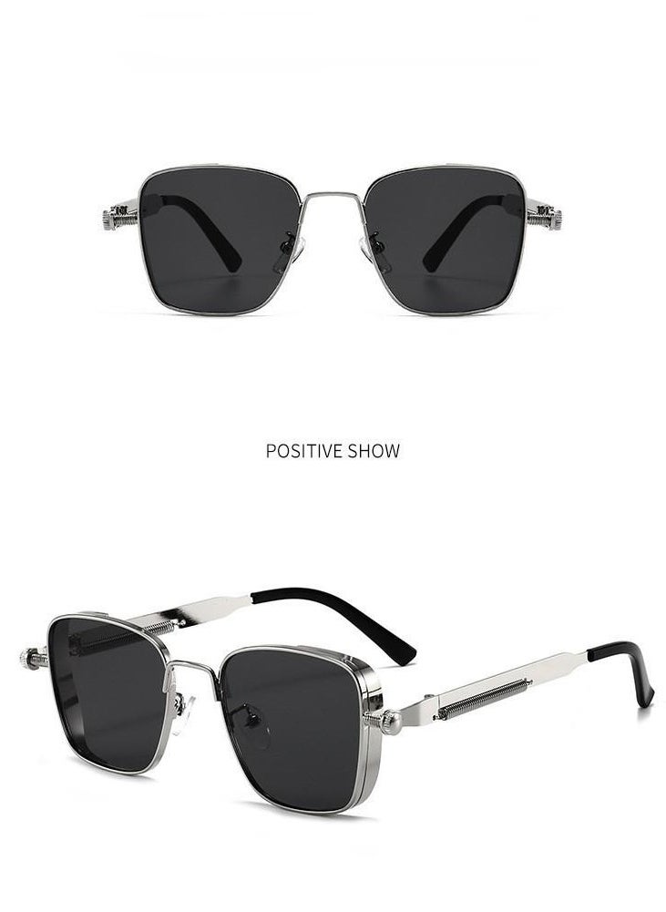 Retro - Retro Cool Steampunk Glasses Silvery Square Metal Frame Fashion Glasses For Men Women Outdoor Sports - Image 1