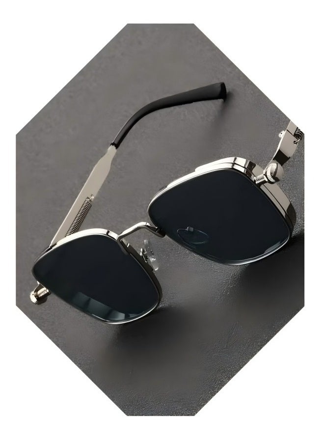 Retro - Retro Cool Steampunk Glasses Silvery Square Metal Frame Fashion Glasses For Men Women Outdoor Sports - Image 1
