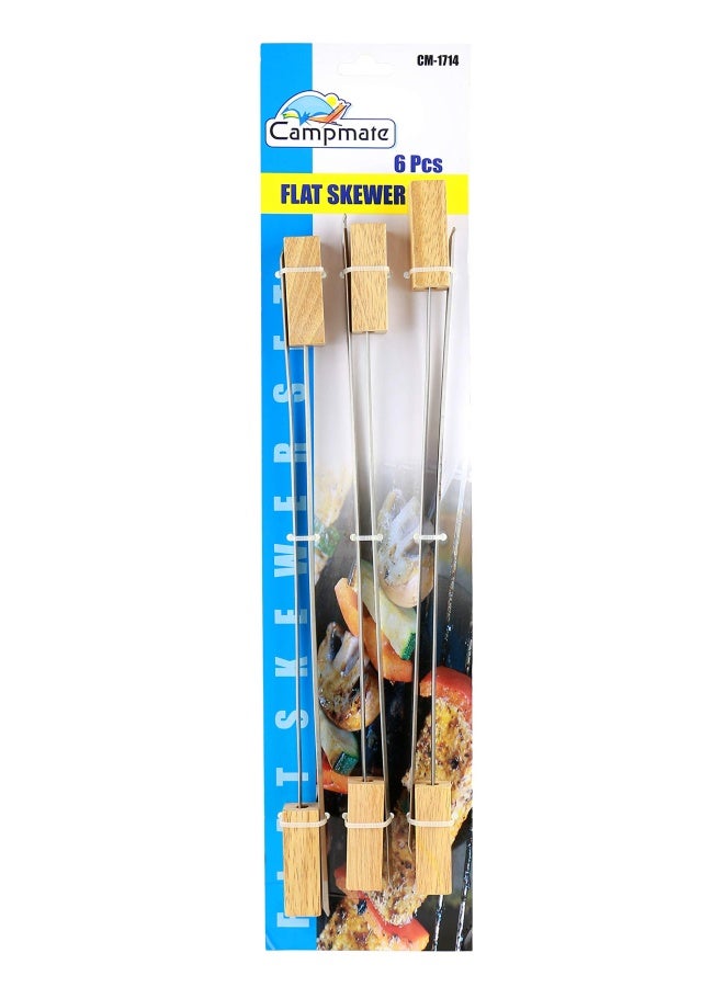 Campmate 6 - Pieces Flat Skewer Set Cm-1714 - Image 2
