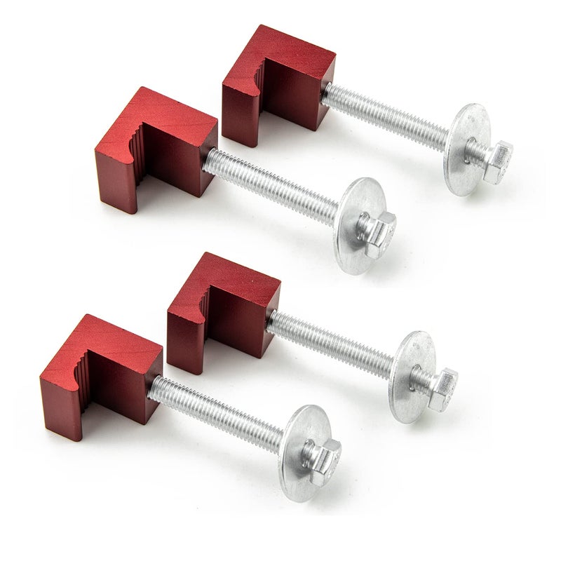 J Hook Crossover Tool Box Mounting Clamps for Pickup Truck Tool Box Mount Tie Downs 4 PCS Red