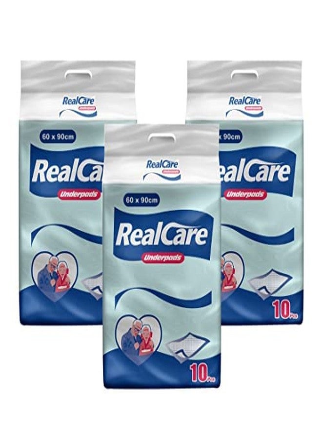 فوط صحية REALCARE، مقاس كبير 60 × 90 سم، فائقة الامتصاص، امتصاص ممتاز، مانعة للتسرب، 30 قطعة (عبوة من 3 قطع) - Image 1