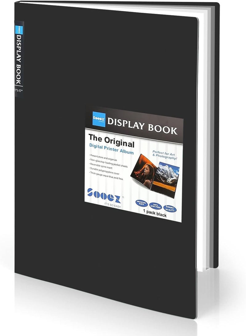 Sooez Art Portfolios 12"x18", Large Portfolio Folder with 30 Pockets & Black Inner Sheets, Display 60 Pages, 12 x 18 Presentation Book for Artwork Storage, Binder with Plastic Sleeves for Artist - Image 1
