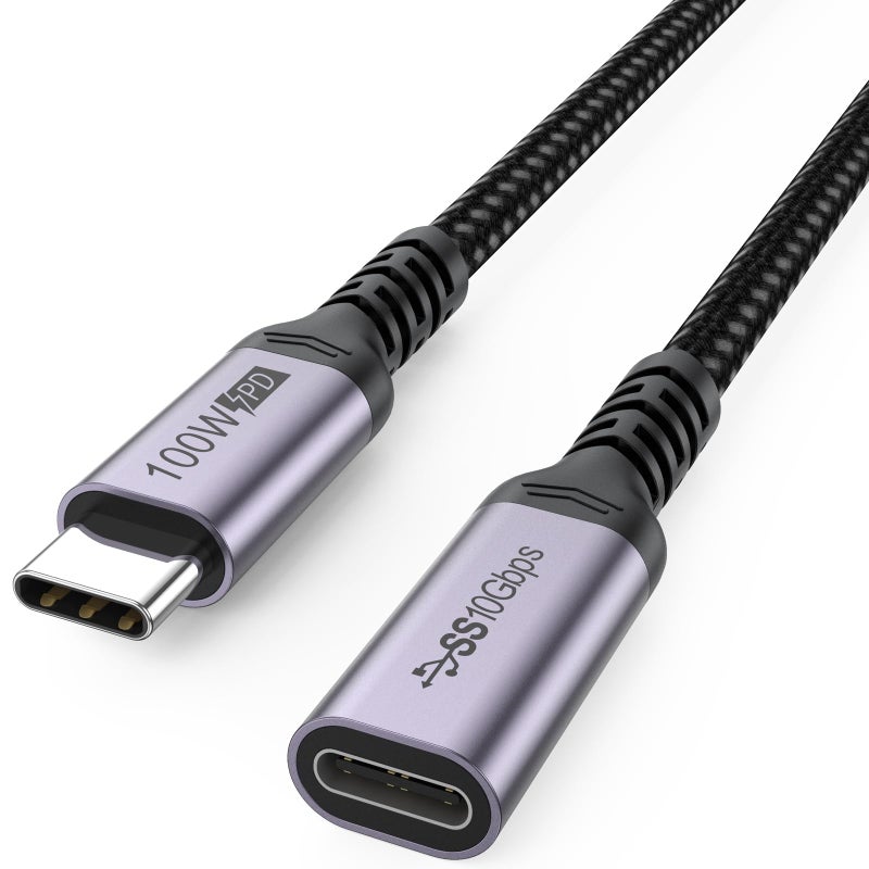 DteeDck USB C Extension Cable 6.6ft, 4K@60Hz Video/10Gbps Data Transfer/100W Charging USBC 3.2 Type C Extender Cord, USB3.2 Gen2 Male to Female for Laptop Tablet Mobile Phone and More - Image 1