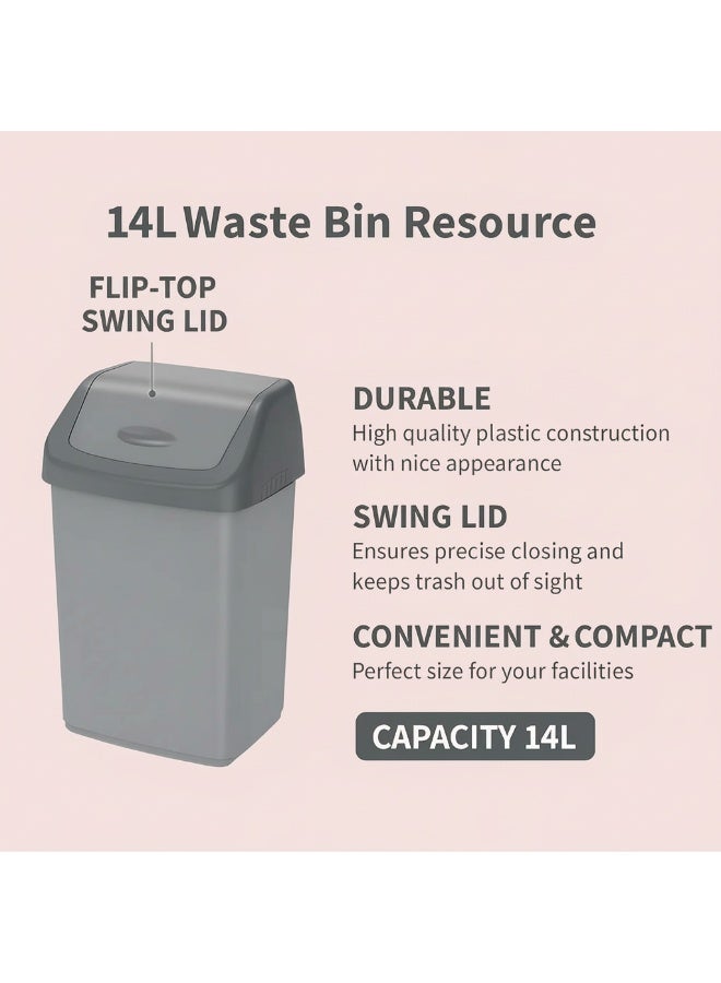 Dunekart 14L Flip-Top Waste Bin With Swing Lid, Pearl Grey - Image 4