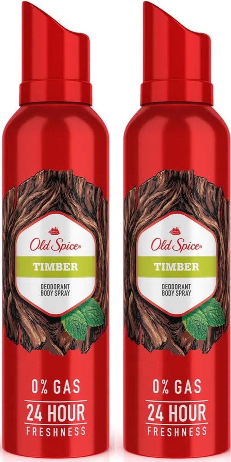 Old Spice TIMBER No Gas 24 hour Long Lasting Freshness Deodorant Perfume Body Spray For Men Set of 2 PCS Each 140ml