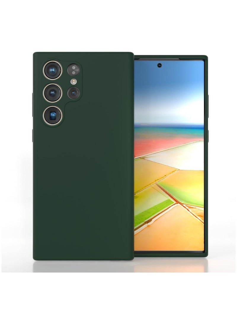 اووكاي جراب متوافق مع هاتف Samsung Galaxy S25 Ultra، سيليكون سائل حقيقي [حماية الكاميرا] [بطانة ناعمة من الألياف الدقيقة المضادة للخدش] يدعم الشحن اللاسلكي جراب هاتف مقاوم للصدمات (أخضر) - Image 1