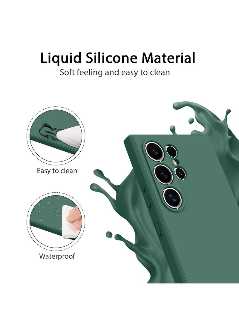 اووكاي جراب متوافق مع هاتف Samsung Galaxy S25 Ultra، سيليكون سائل حقيقي [حماية الكاميرا] [بطانة ناعمة من الألياف الدقيقة المضادة للخدش] يدعم الشحن اللاسلكي جراب هاتف مقاوم للصدمات (أخضر) - Image 3