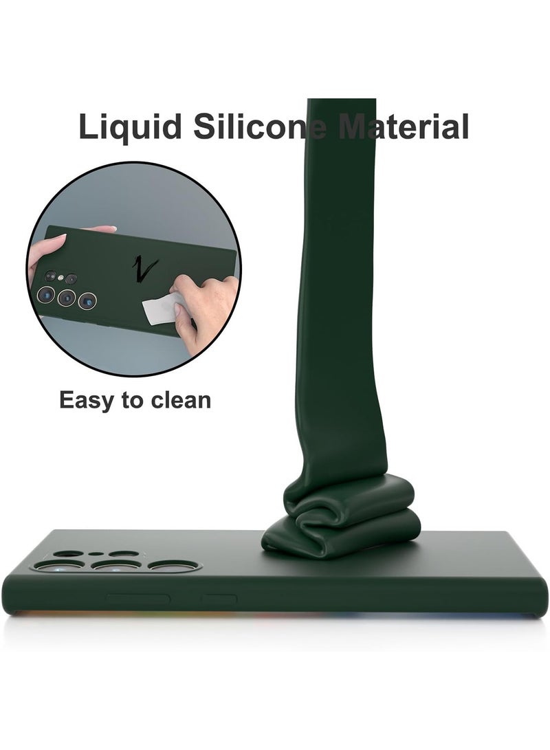 اووكاي جراب متوافق مع هاتف Samsung Galaxy S25 Ultra، سيليكون سائل حقيقي [حماية الكاميرا] [بطانة ناعمة من الألياف الدقيقة المضادة للخدش] يدعم الشحن اللاسلكي جراب هاتف مقاوم للصدمات (أخضر) - Image 2