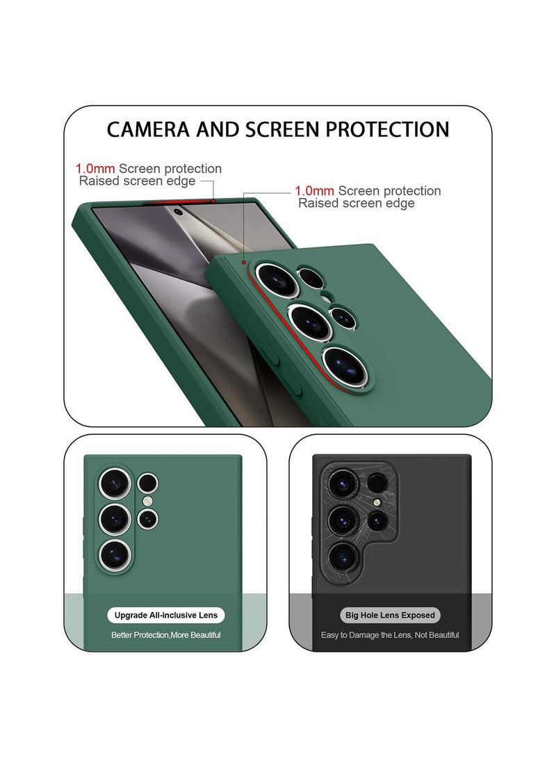 اووكاي جراب متوافق مع هاتف Samsung Galaxy S25 Ultra، سيليكون سائل حقيقي [حماية الكاميرا] [بطانة ناعمة من الألياف الدقيقة المضادة للخدش] يدعم الشحن اللاسلكي جراب هاتف مقاوم للصدمات (أخضر) - Image 4