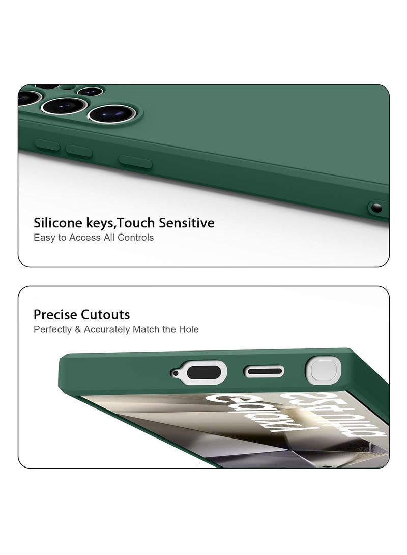 اووكاي جراب متوافق مع هاتف Samsung Galaxy S25 Ultra، سيليكون سائل حقيقي [حماية الكاميرا] [بطانة ناعمة من الألياف الدقيقة المضادة للخدش] يدعم الشحن اللاسلكي جراب هاتف مقاوم للصدمات (أخضر) - Image 5