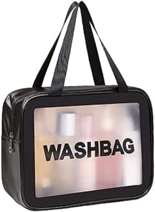 Practical Clear Travel Cosmetic Bag - for Women and Girls, Stylish and Practical Design for Organizing Accessories and Toiletries - Black