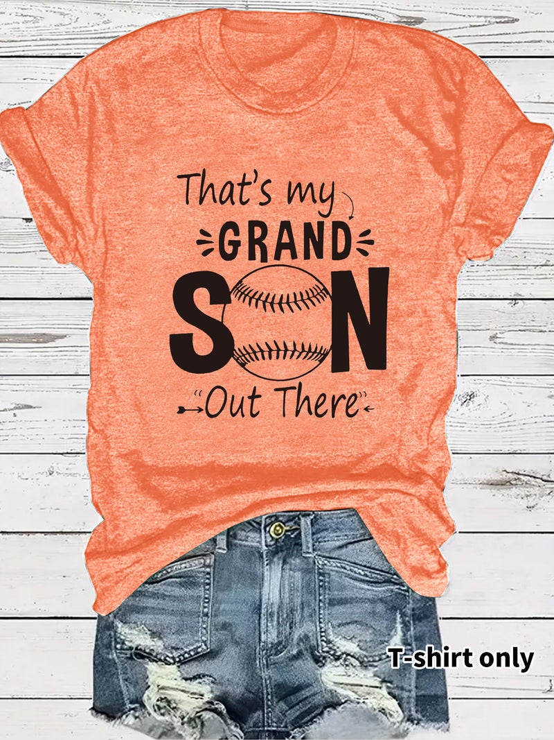 Casual T-Shirt That'S My Grand Son Ball Summer Round Neck Short Sleeve Top Women - Image 5