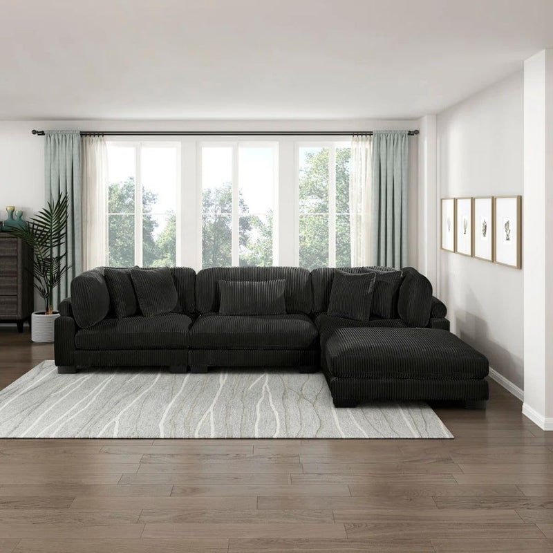 Comfynest 135" L-Shaped Modular Corduroy Sectional Sofa - Image 1