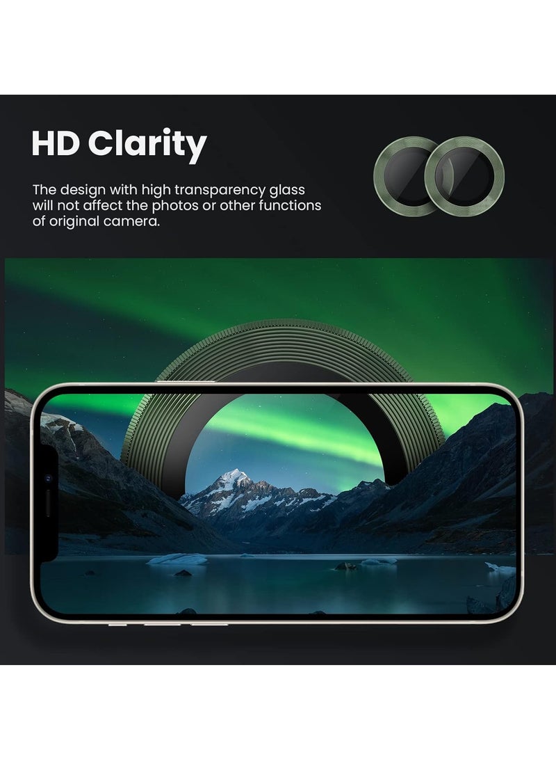 DUSALA Camera Lens Protector for iPhone 14 6.1-Inch and iPhone 14 Plus 6.7-Inch, 9H Tempered Glass Metal Individual Ring Cover, HD Clear, 1 Set (Green) - Image 4